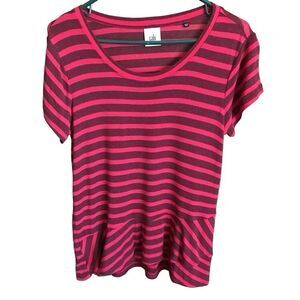 CAbi red striped ruffle top short sleeve size Small women’s soft comfortable